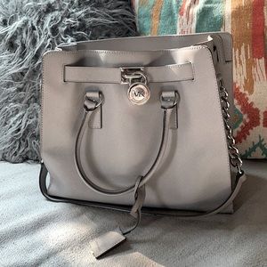 Michael Kors purse. Large side satchel. Gray
